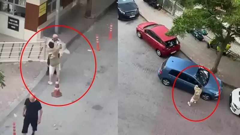 Araçların aynalarını kırdı, özel güvenlik görevlisine saldırdı